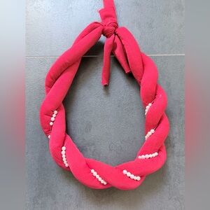 Pink Braided Headband with Pearls